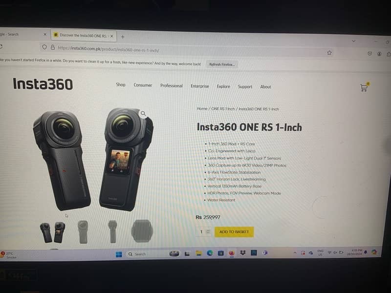 insta 360 one rs box packed 2