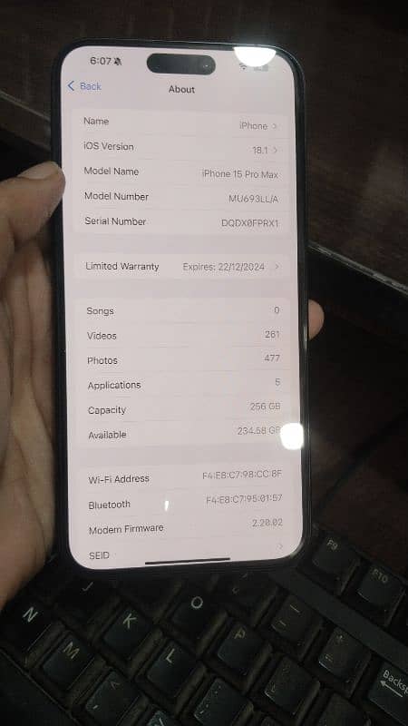 I phone 15 pro max jv 256Gb 03027680932 6