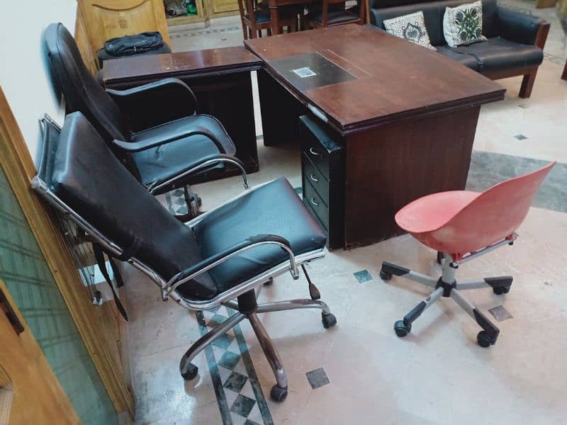 Office table and three office chairs collectively for sale 2