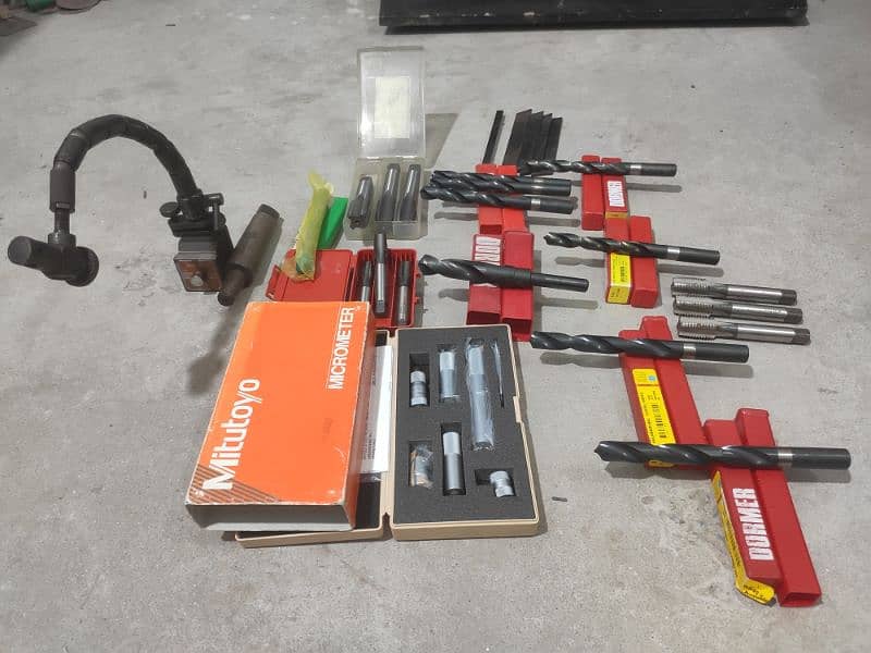 lathe machinery tools all in one price, micrometer,drill bit, cutter. . 0