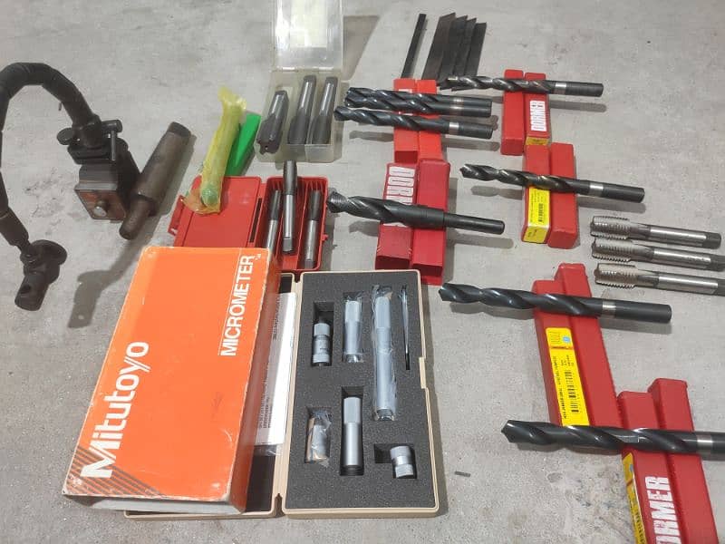 lathe machinery tools all in one price, micrometer,drill bit, cutter. . 17