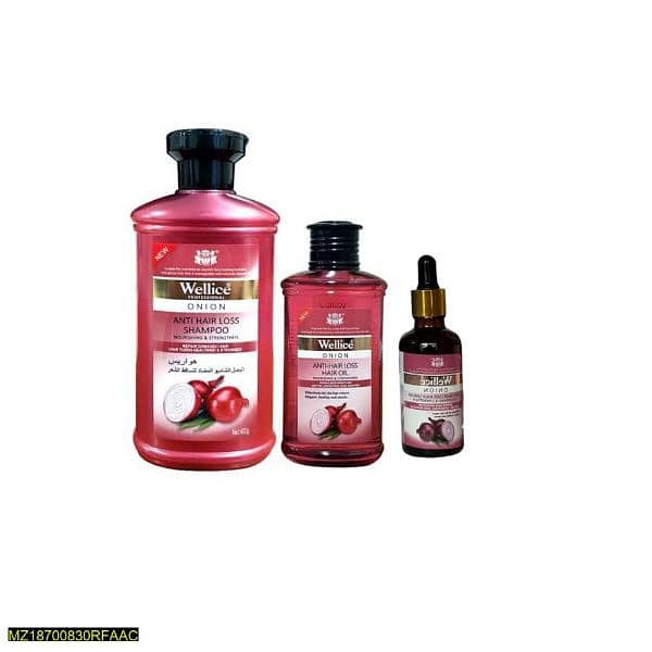 Anti-Hair lose onion shampoo, serum and oil bundle 2