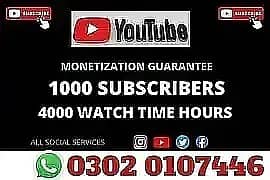 YouTube monetization 1k Subscribers 4k watch time youtube subscribers