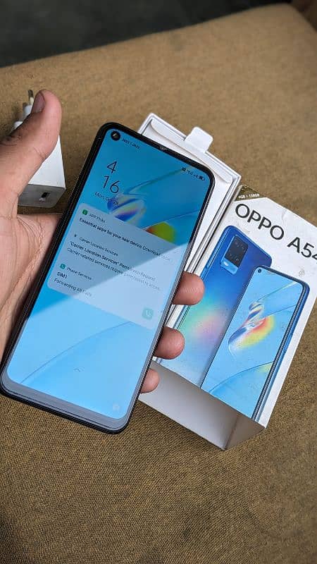 oppo A54 128gb zbrdast condition with janiun box charger 1