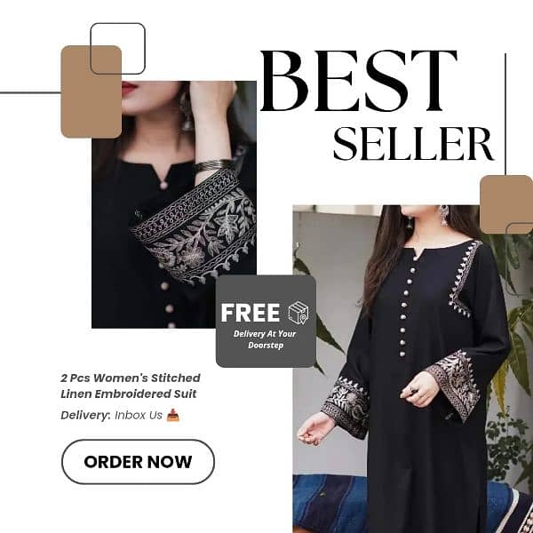 Elegant Black Embroidered Suit – Free Delivery Today! 0