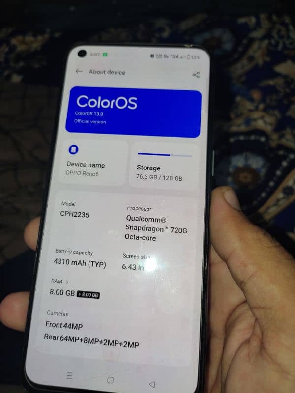 OPPO RENO 6 BACK CRACK HAI BILKUL TOTI HOI BAQI OK COMPLETE BOX SATH 1