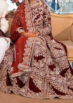 Designer Maroon Velvet Bridal Lehenga