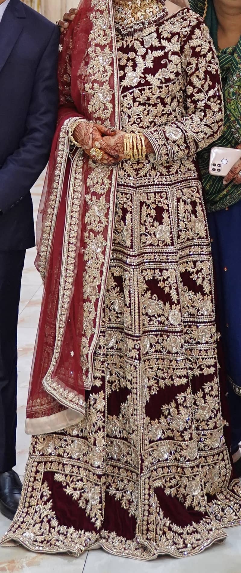 Designer Maroon Velvet Bridal Lehenga 1