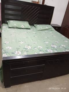 DOUBLE BED FOR SALE WITH MATTERS AND SIDE TABLES