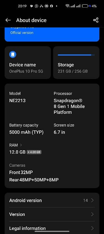 oneplus 10 pro official PTA dual sim 4