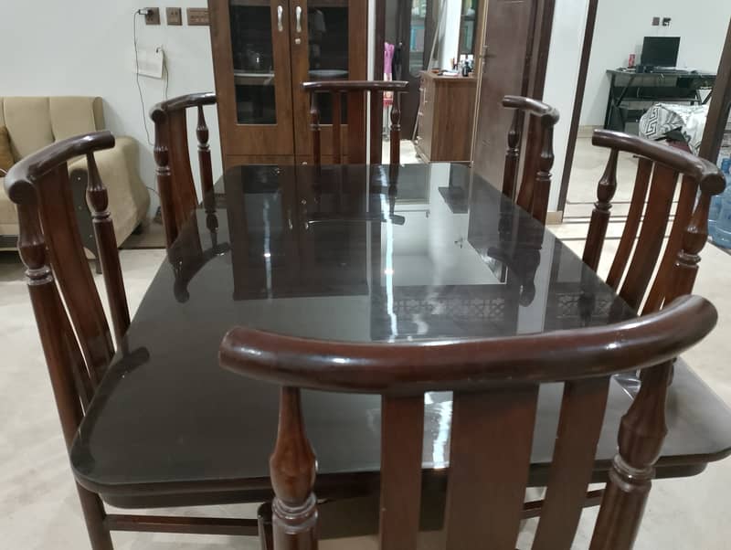 Wooden Dinning table with six chairs (shesham wood) 1