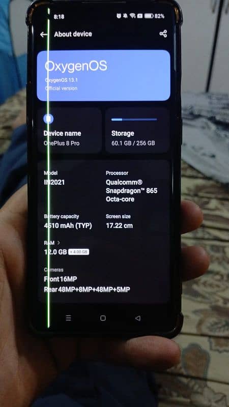 One plus 8 pro 12+4 Raam storage 256GB 7