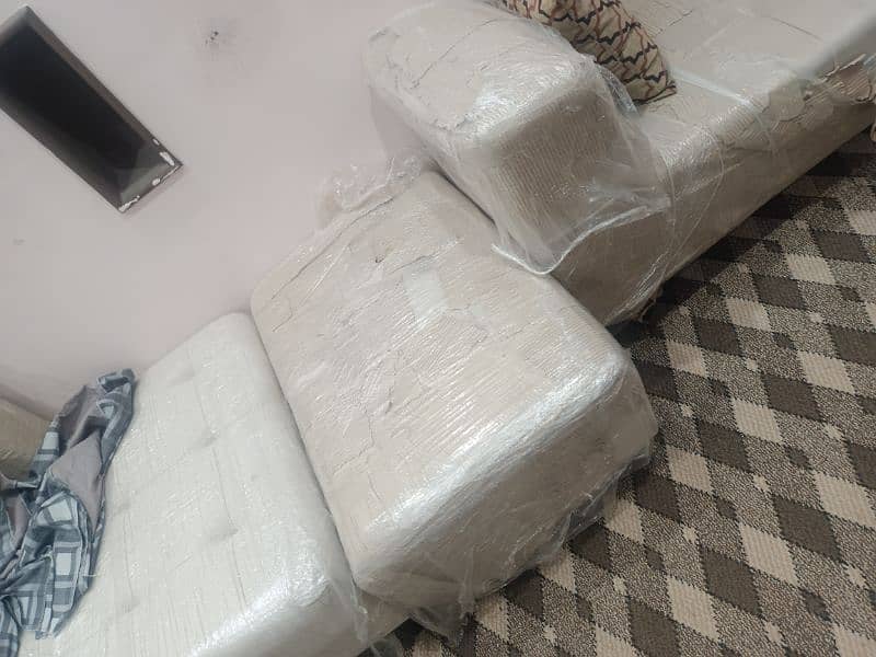 L shape sofa set with dewan n center table with 4 stools n 2 chairs 6