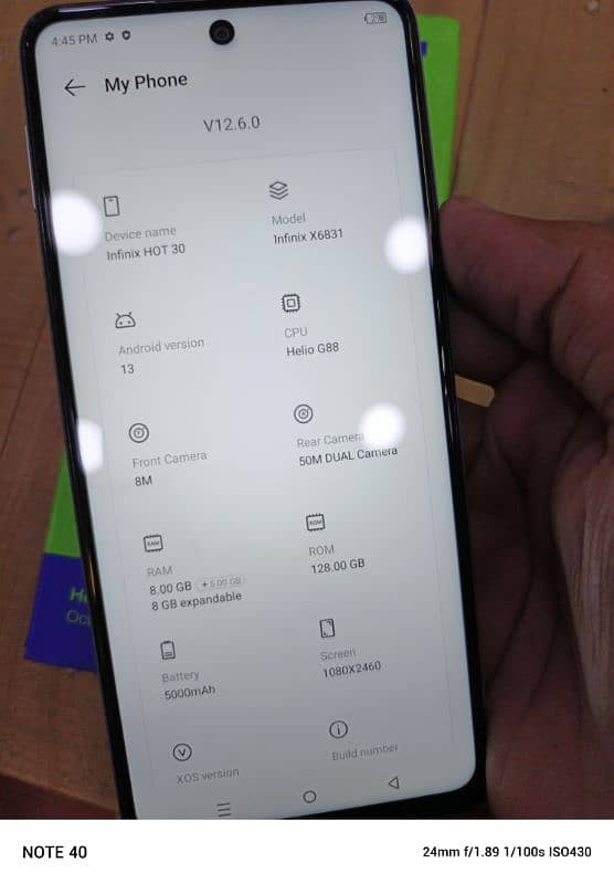 Infinix Hot 30 1.5 month warranty  complete sman 8+8 /128 4