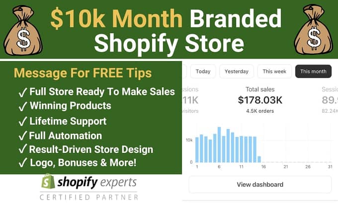 i build shopify store. shopify dropshipping store brand store 4