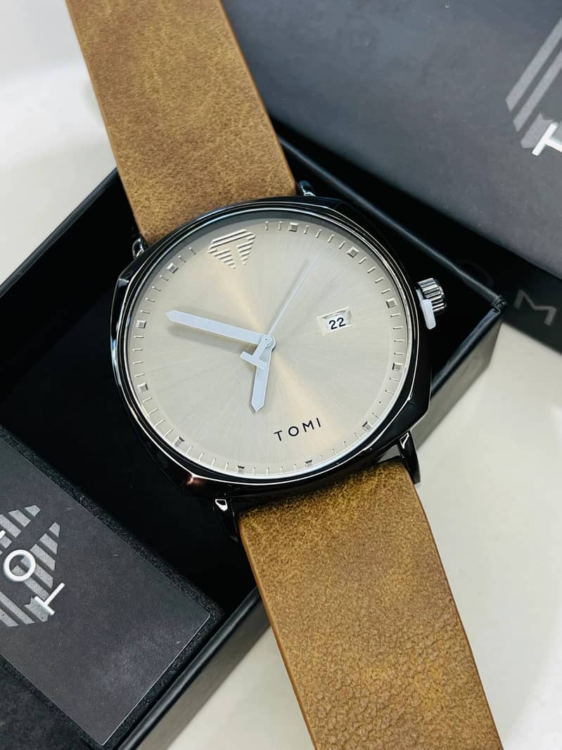 Tomi Brown Luxury Business Men Leather Watch 2