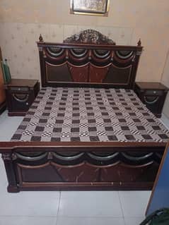 wooden Bed with side tables without mattress new condition