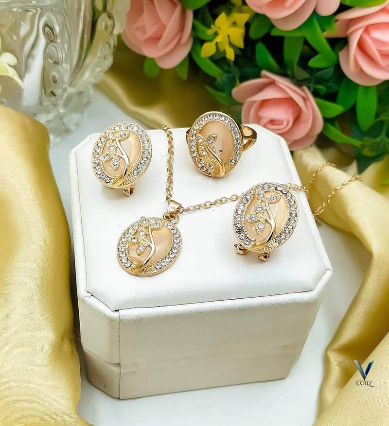 Fancy China Marble stone locket Set with Ring 2