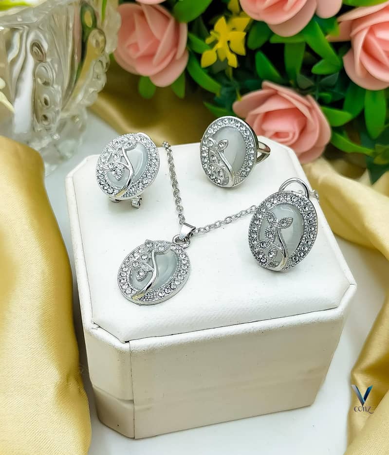 Fancy China Marble stone locket Set with Ring 3