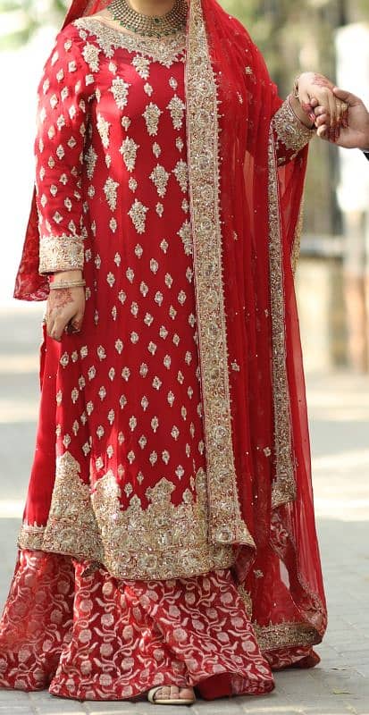 Red jewelry work bridal dress 3