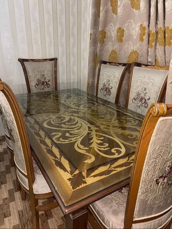 6 Chairs Embroidered Dining Table 5