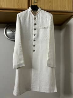 Milky white shirwani for sale