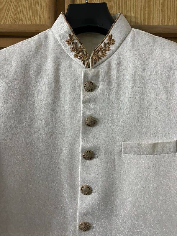 Milky white shirwani for sale 1