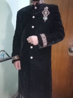 Black valvet sherwani