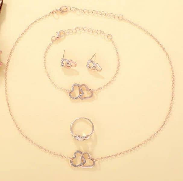 heart shape necklace bracelet earrings ring 0