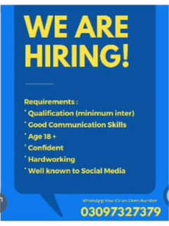 we required Male and Female staff for our online work