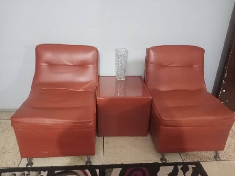 2 seater sofa with table 2