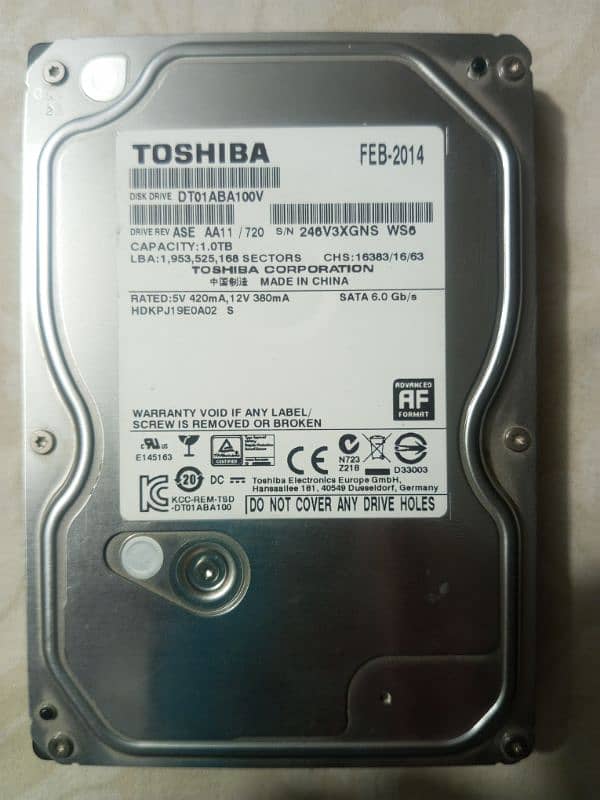 1TB hard drive TOSHIBA 0