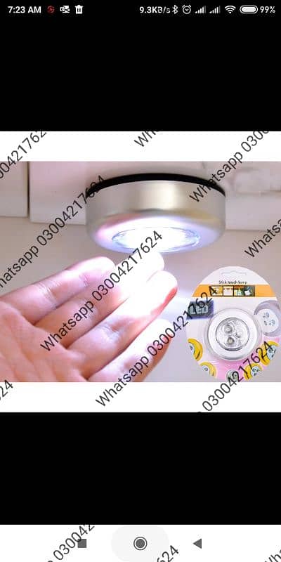 LED Tap wall Light, Stick on Push Button Touch Lights Battery P 1