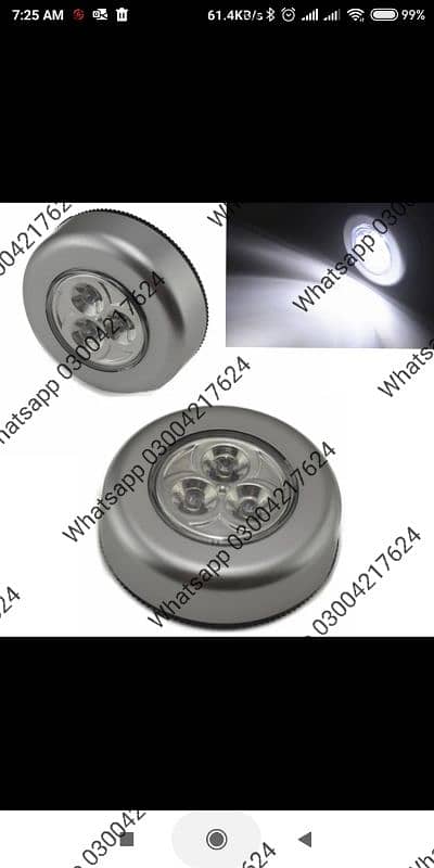 LED Tap wall Light, Stick on Push Button Touch Lights Battery P 3