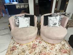 For Sale: 2 Round Sofas - Light Pink - Slightly Used 0