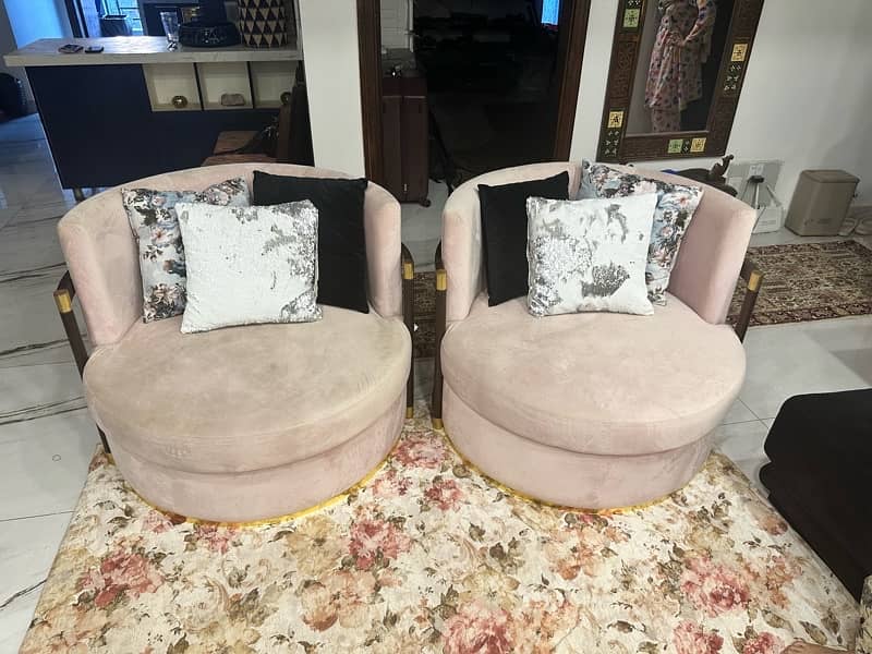 For Sale: 2 Round Sofas - Light Pink - Slightly Used 1