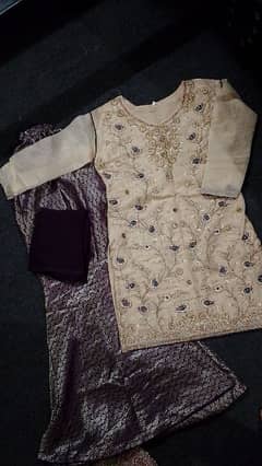 embroidery shirt with stones and jamawar trouser 0