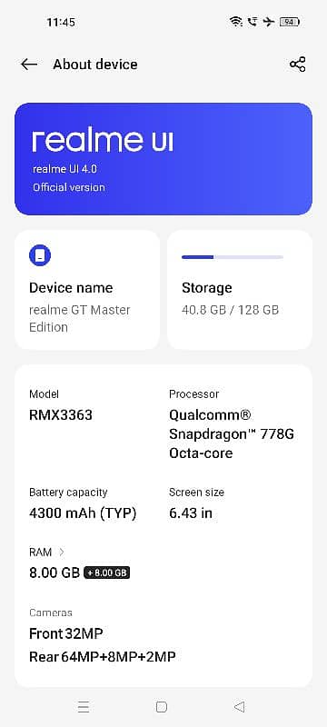 realme GT Master edition 8gb Ram 256gb memory 1