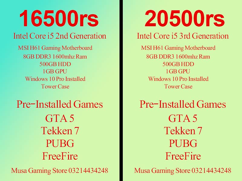 Gaming & Editing PC (i5 2nd, 3rd, 4th, 6th Gen) Different Prices 1