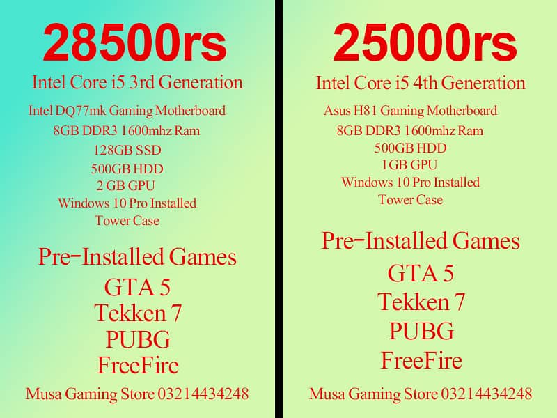 Gaming & Editing PC (i5 2nd, 3rd, 4th, 6th Gen) Different Prices 2