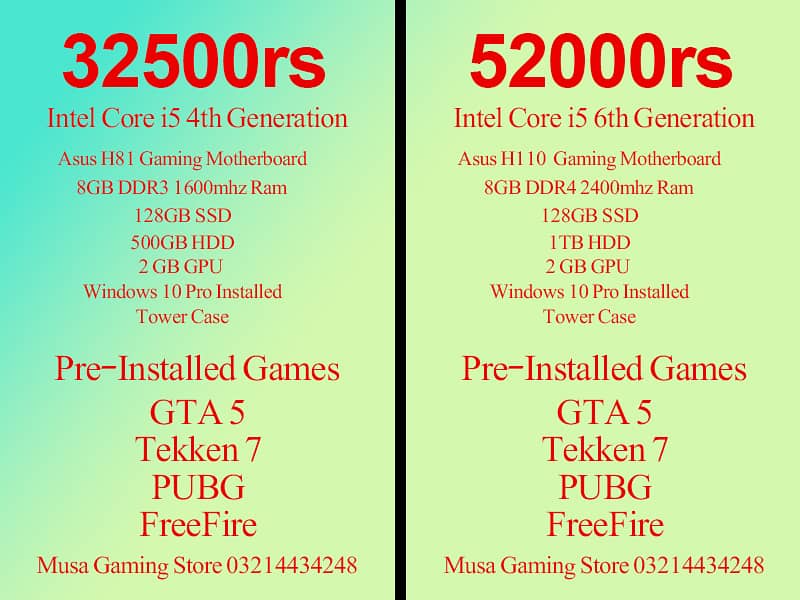 Gaming & Editing PC (i5 2nd, 3rd, 4th, 6th Gen) Different Prices 4