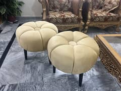 Light golden ottoman set in excellent condition