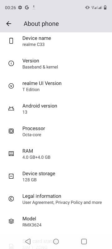 realme c33   (4+4.128) 0