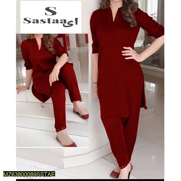 2 pcs women unstitched  katan silk  plain suits 0