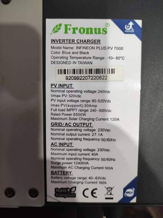 Fronus Solar Inverter 6KW PV 7000 1