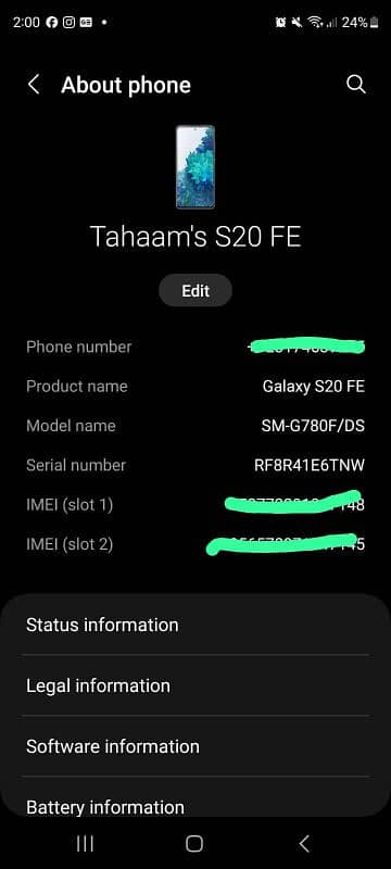 Samsung S20 FE PTA APPROVED 6/128GB 5