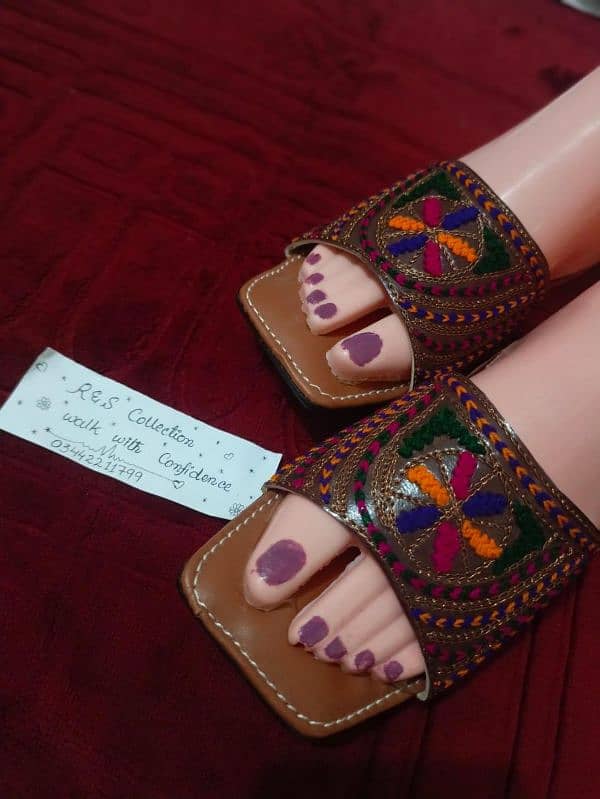 woman handmade Embroidered slides 3