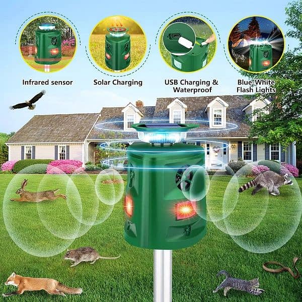 Amazon Branded Solar birds Ultrasonic Animal Repeller waterproof 2