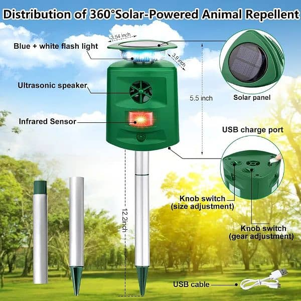 Amazon Branded Solar birds Ultrasonic Animal Repeller waterproof 5