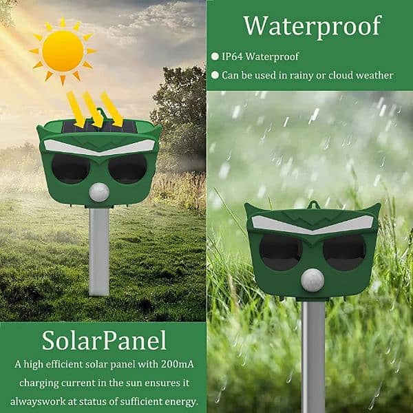 Amazon Branded Solar birds Ultrasonic Animal Repeller waterproof 2